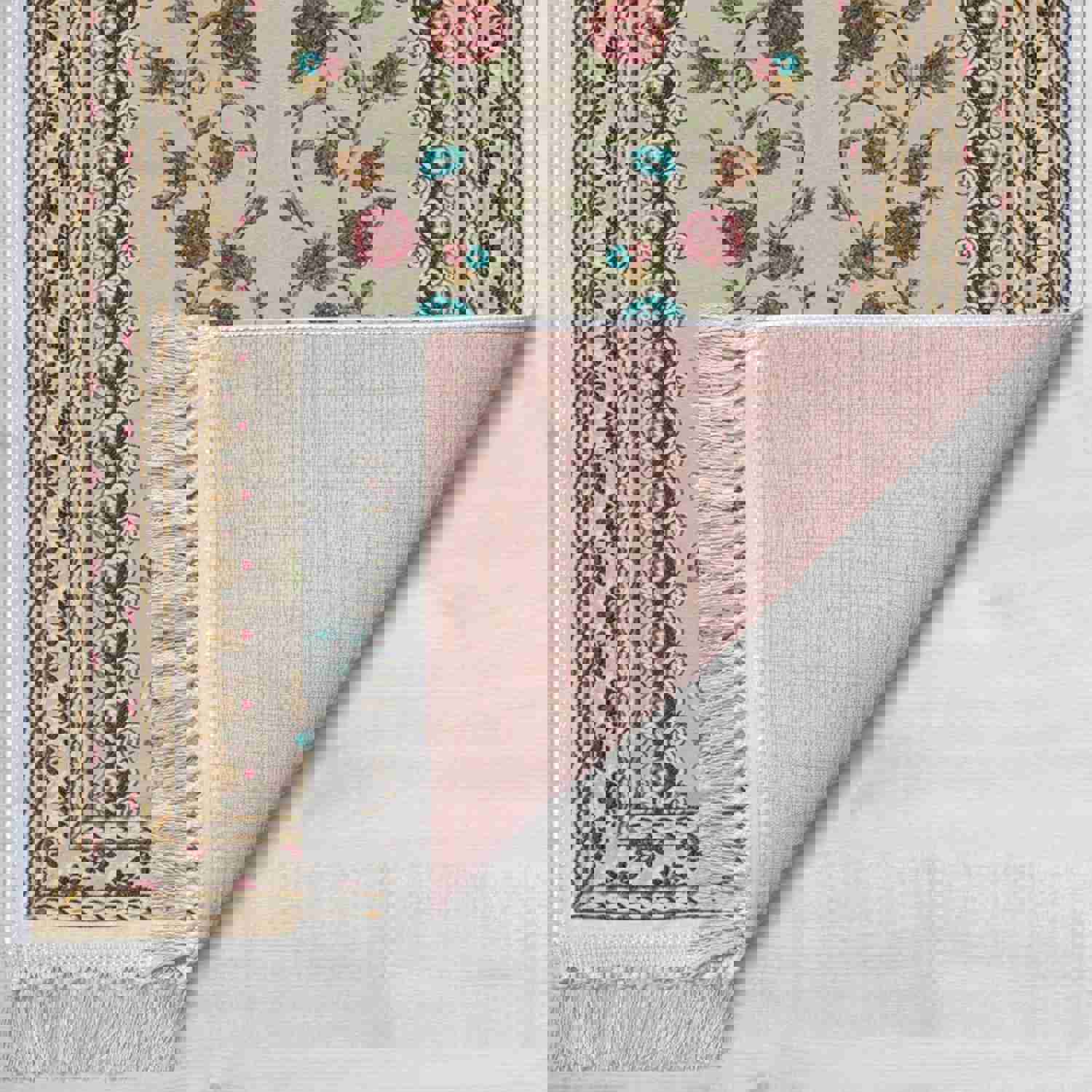 Wedding Bouquet Soft Padded Prayer Rug | Cotton Layer Janamaz | Anti Slip Backing Bamboo Cotton Prayer Mat