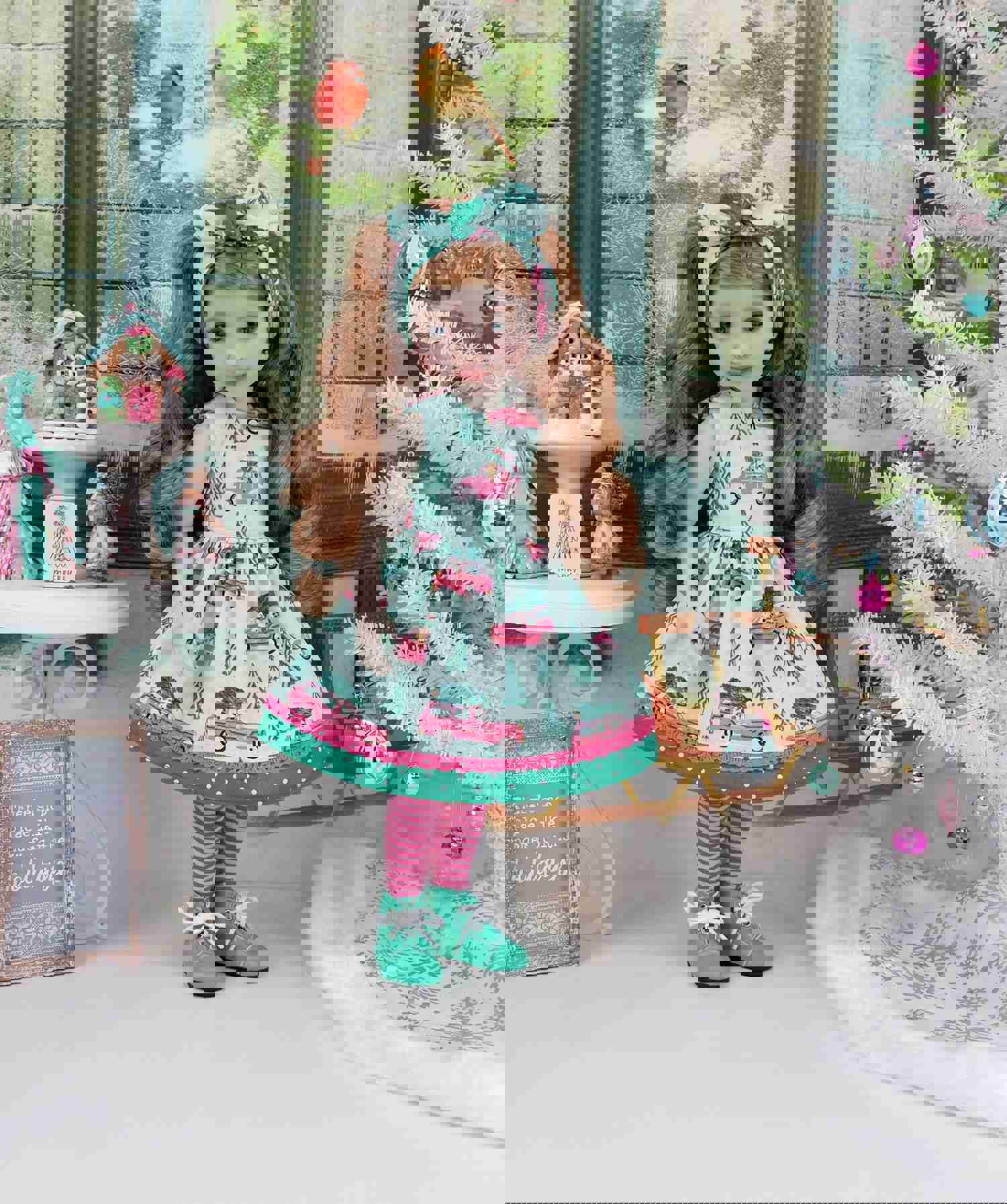Christmas Vacation Dress with Boots for Ruby Red Fashion Friends Doll