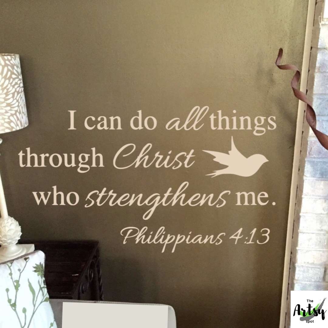 I Can Do All Things Through Christ, Philippians 4:13 Decal - Faith-Inspired Wall Sticker