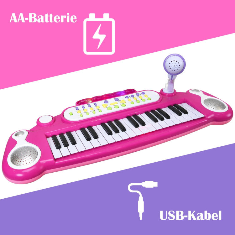 Costway 37 Key Electronic Keyboard Toy Piano for Kids - Pink