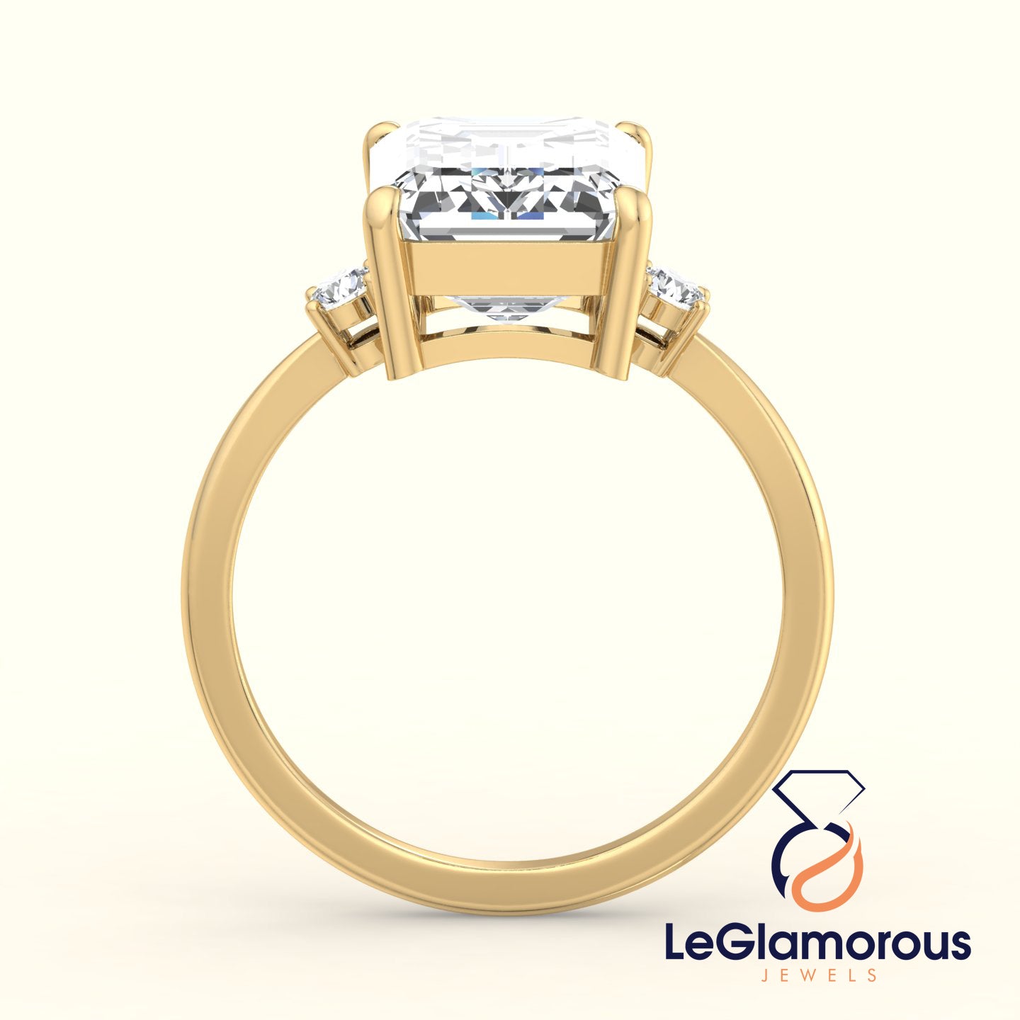 Emerald Cut Three Stone Engagement Ring with Lab Grown Diamonds