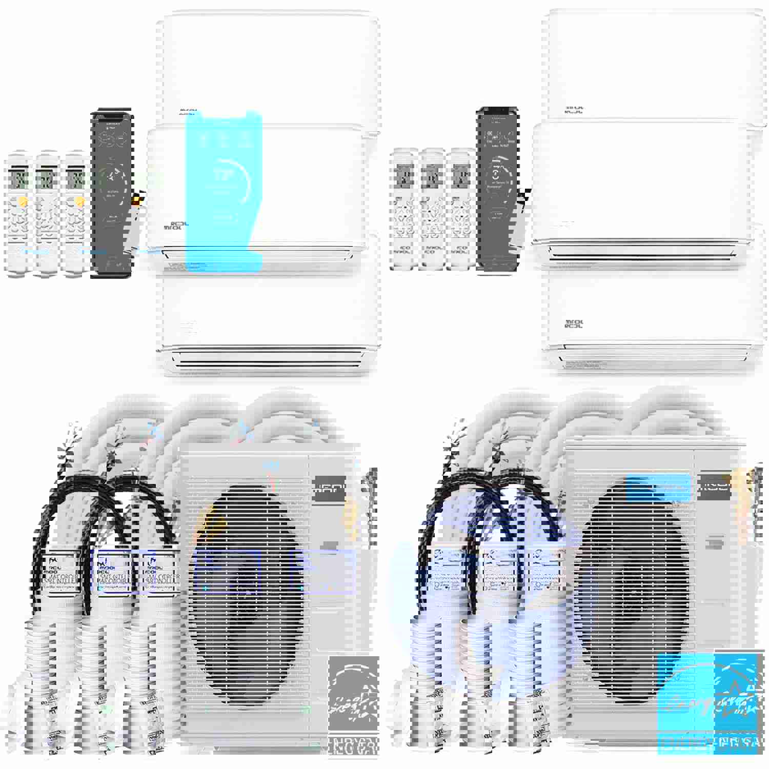 MRCOOL DIY 4th Gen 36K BTU 3-Zone Condenser with 9K+12K+12K Handlers Bundle
