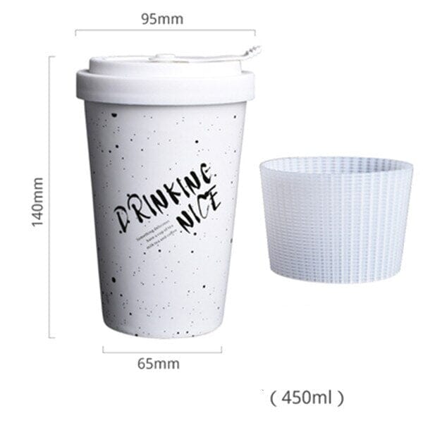 Portable Black Print Large Capacity Milk Tea Drinking Cups