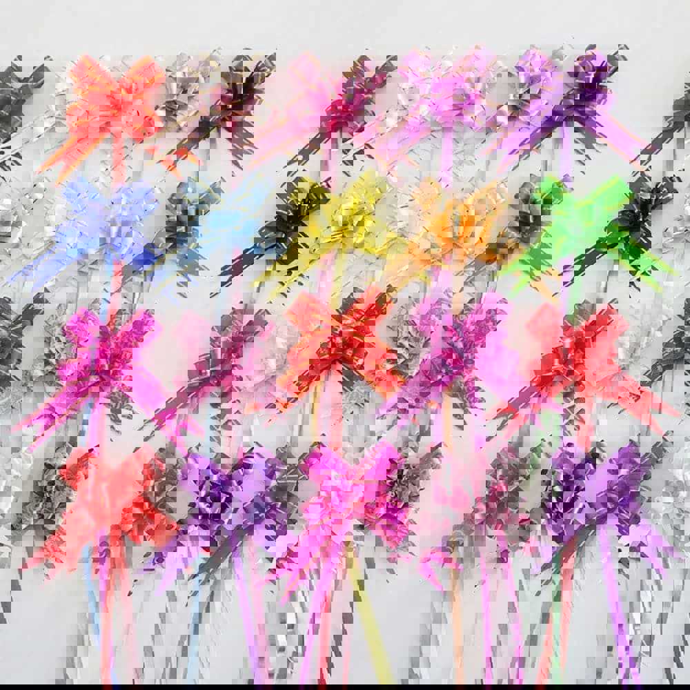 50pcs Colorful Flower Ribbons Pull Bowknots for Christmas, Birthday, Party, Wedding, and Car Decoration