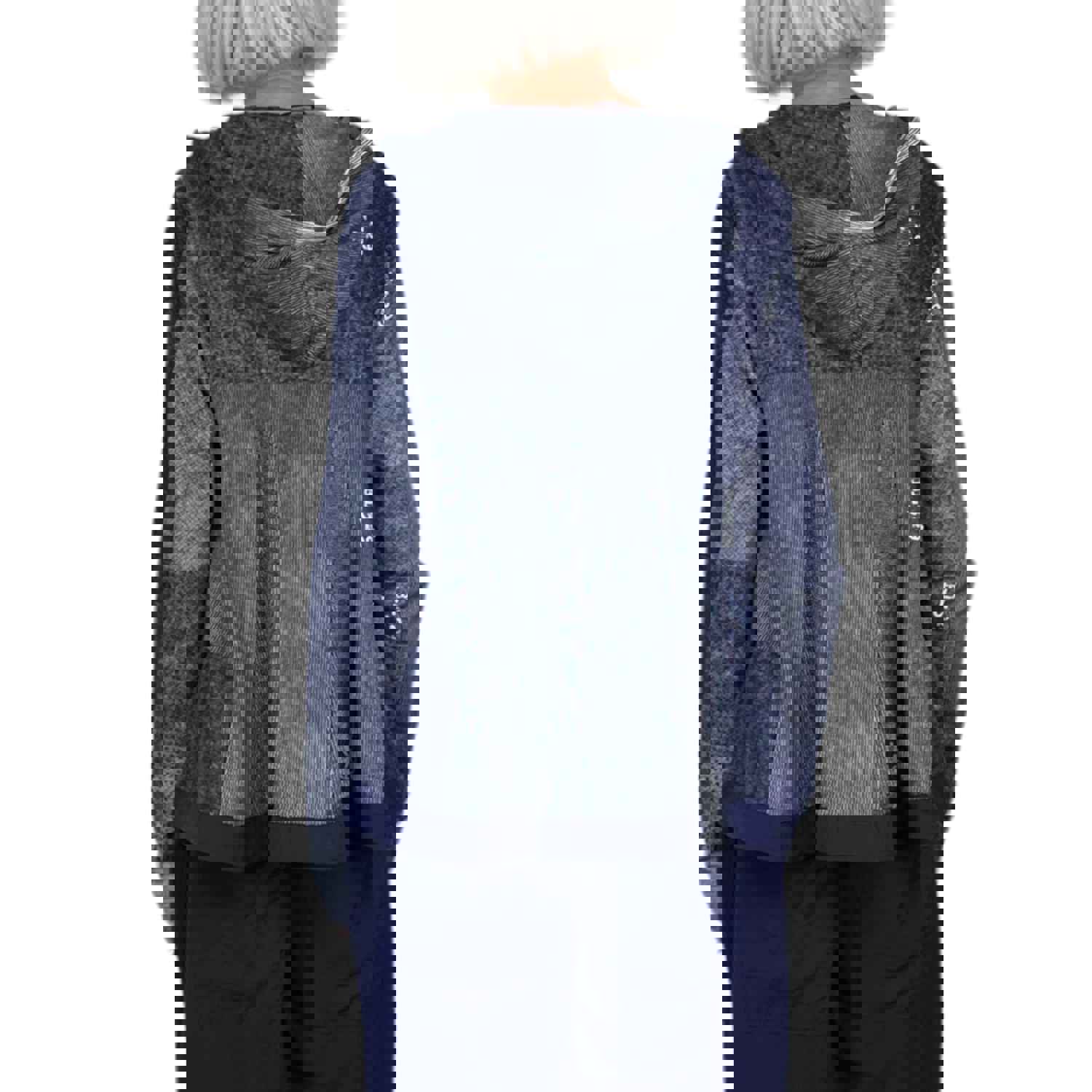 Printed French Terry Hooded Jacket with Front Pockets