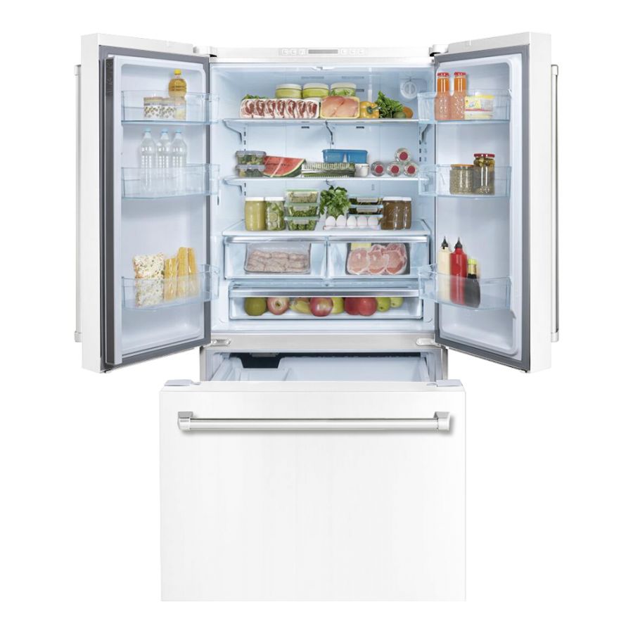 Hallman 36 Freestanding French Door Refrigerator with Bottom Freezer and Automatic Ice Maker