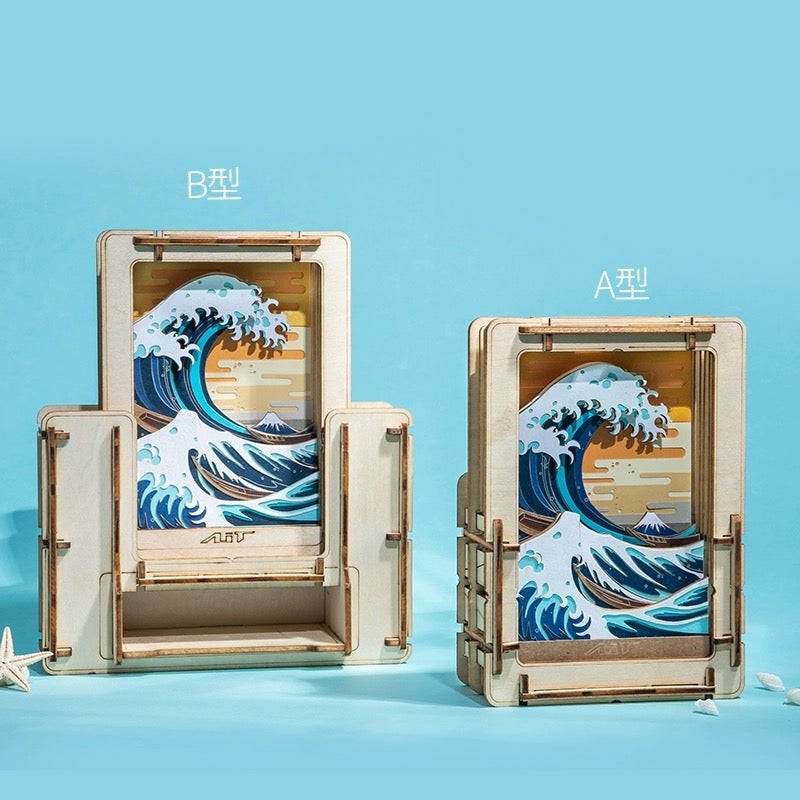 DIY Wooden Jigsaw Puzzle - The Great Wave off Kanagawa Art Frame for Home Decoration & Gift