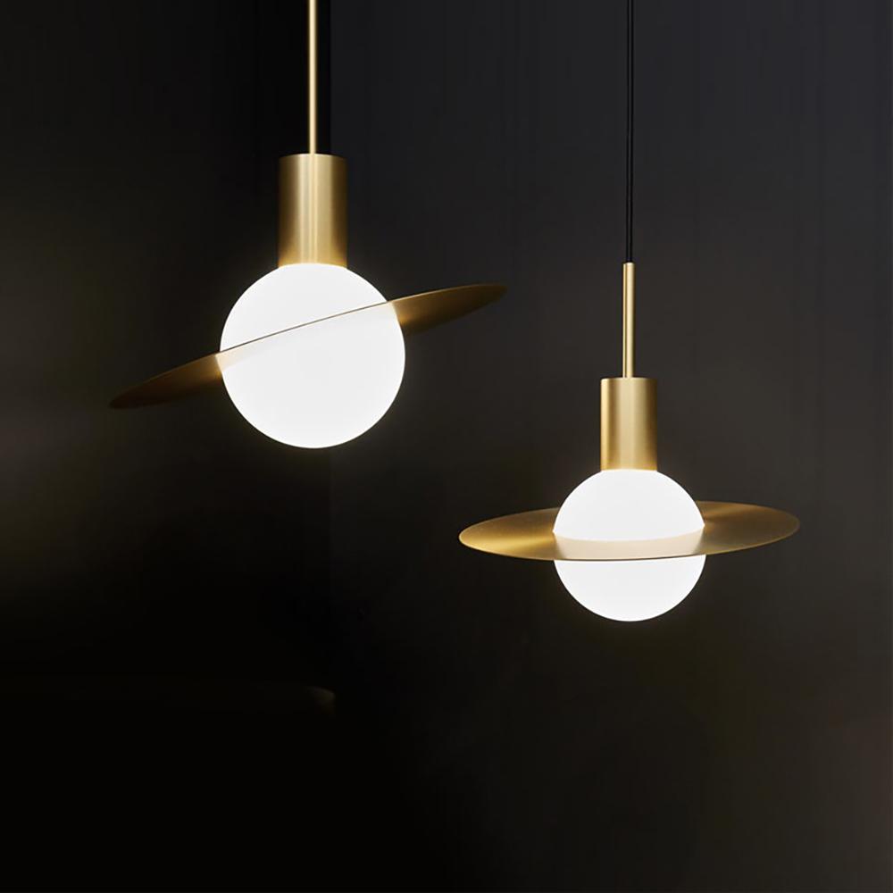 1-Light Globe Pendant Light with Gold Glass Shade & Brass Finish