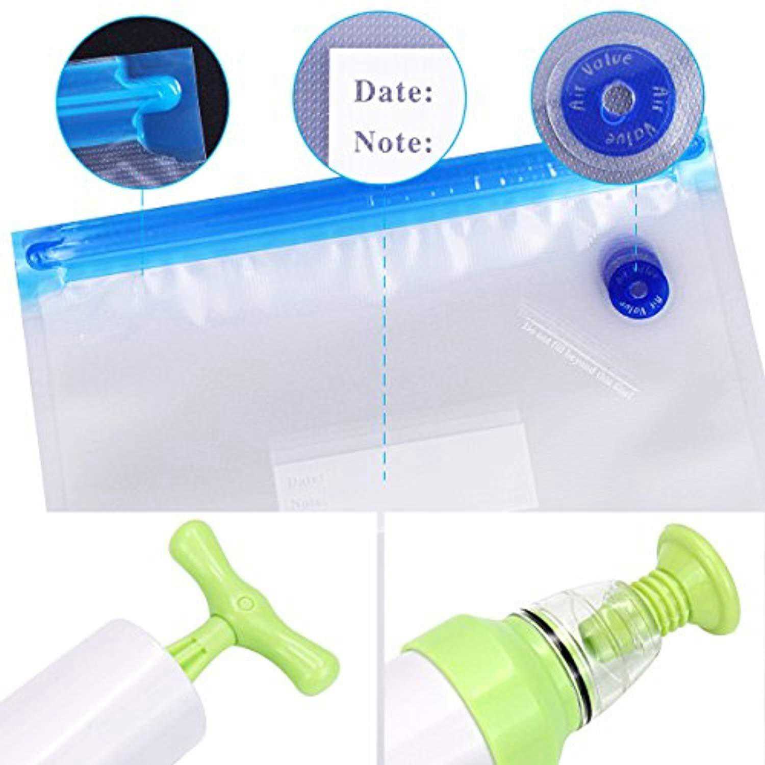Sous Vide Bags Kit for Anova Cookers - 20 Reusable BPA Free Food Vacuum Sealed Bags with Accessories
