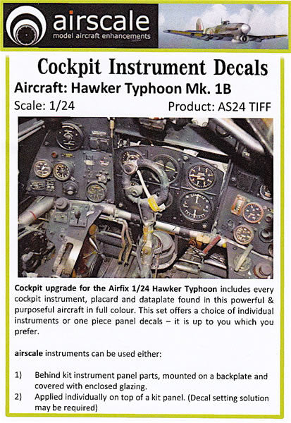 Airscale 1/24 Hawker Typhoon Mk 1B Instrument Panel Decal