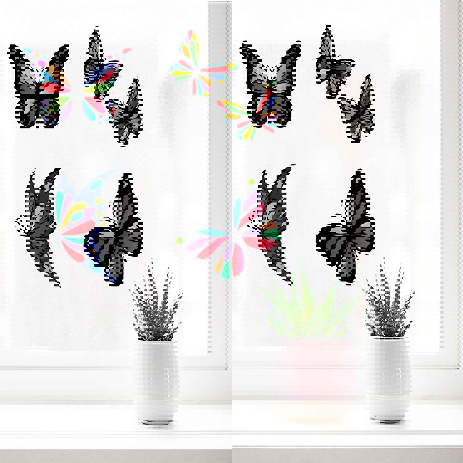 Craspire PVC Window Sticker Set - Butterfly Pattern, 16x16cm, 8pcs