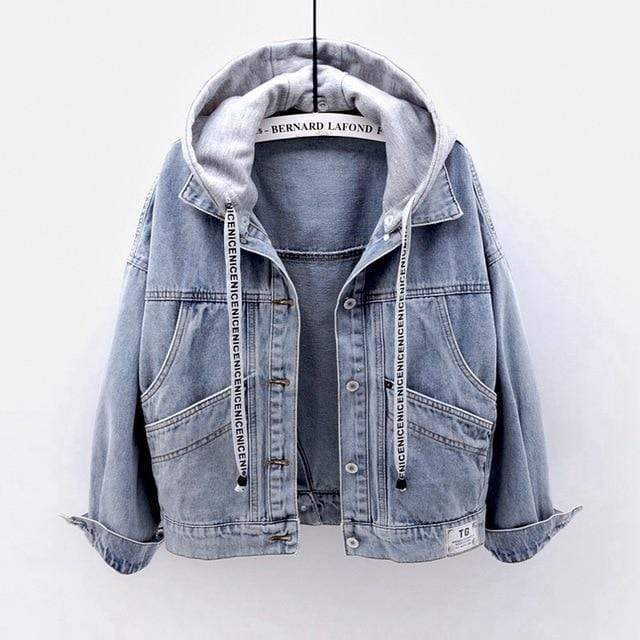 Fashion Hooded Denim Jacket - Fleece-Lined Winter Coat