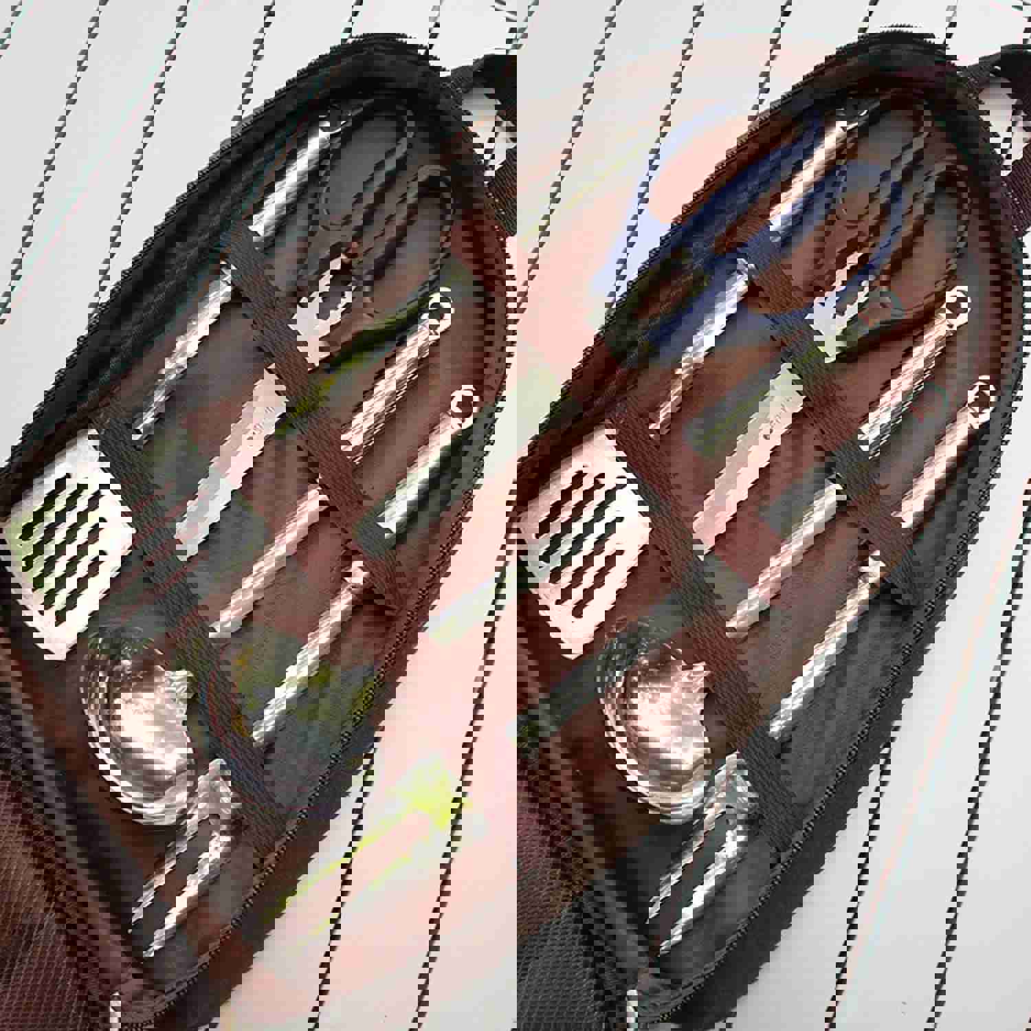 7pcs Camping Kitchen Utensil Set with Carrying Bag for Outdoor Cooking