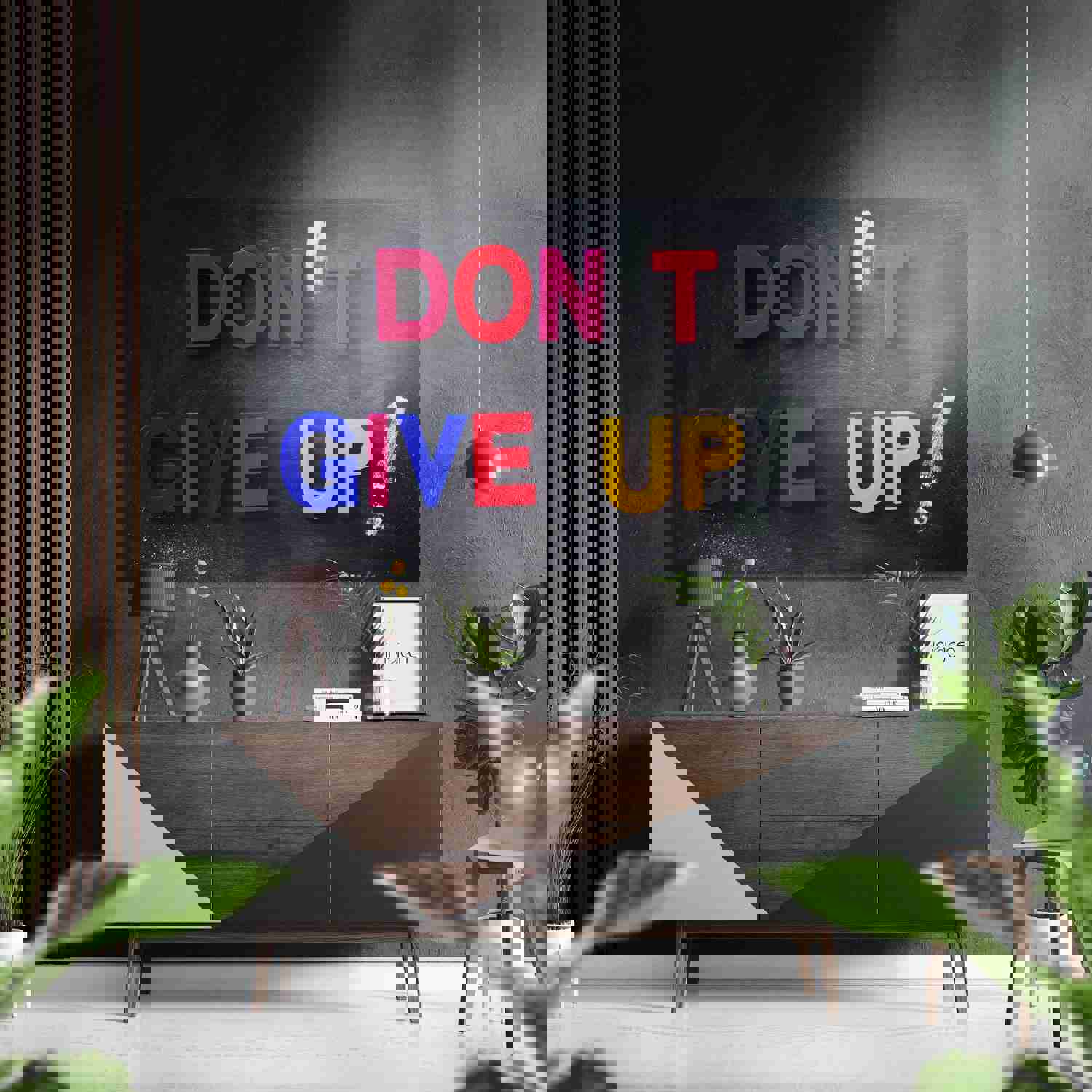 Dont Give Up Brushed Aluminium Dibond Wall Art