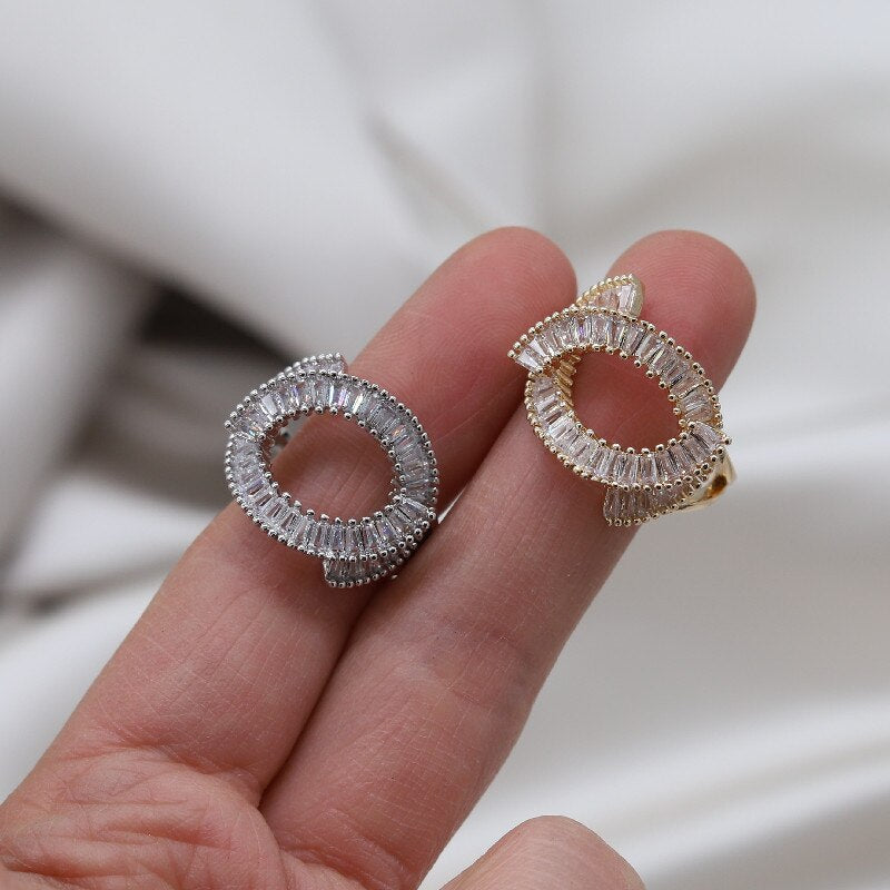 Elegant Women's Shiny Zircon Alphabet Cross Adjustable Rings - Korea Design Jewelry