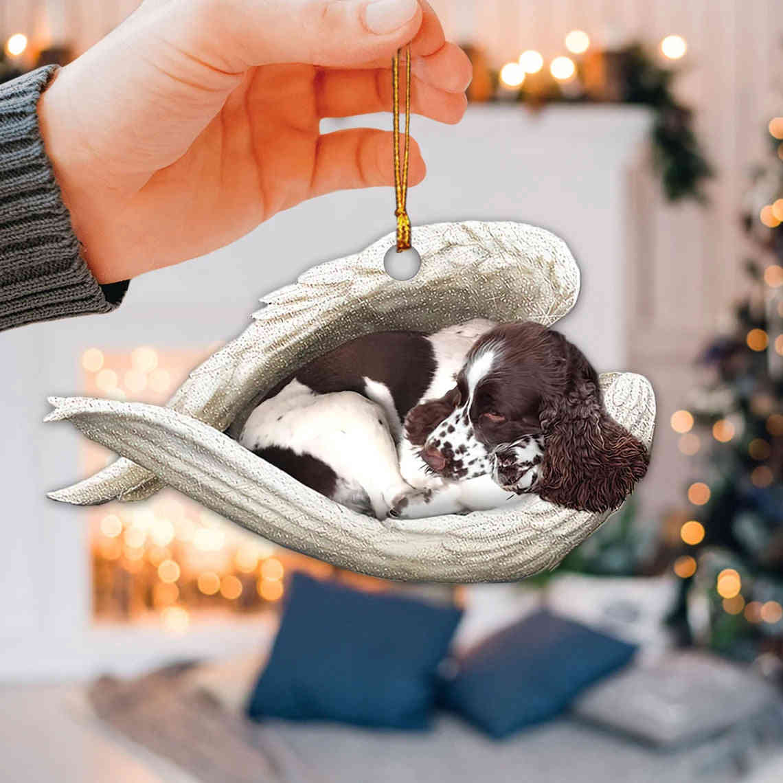 English Springer Spaniel Sleeping Angel Wing - Memorial Dog Lover Rear View Mirror Car Accessories