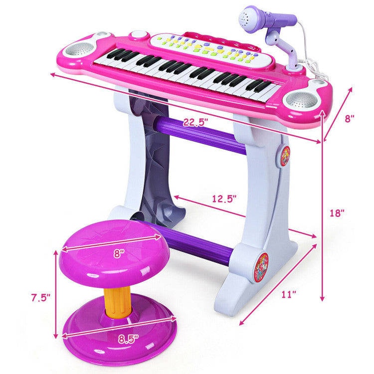 Costway 37 Key Electronic Keyboard Toy Piano for Kids - Pink