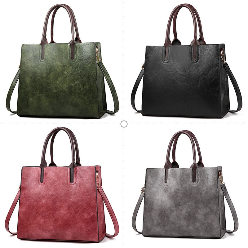 Large Capacity Vintage Designer Leather Tote Bag for Women