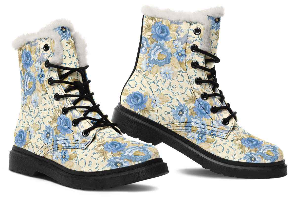 Floral Chemistry Winter Boots - Custom Printed, High-Quality Microsuede with Memory Foam Insoles