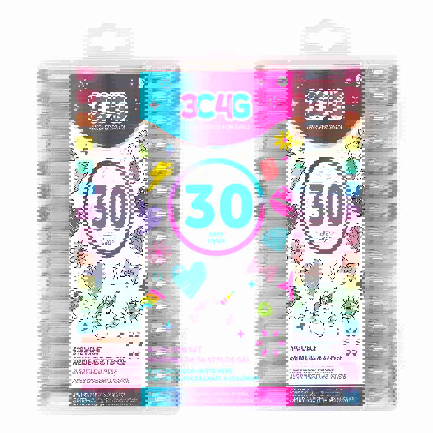 30 Gel Pen Set with Color Your Own Sticker Sheets