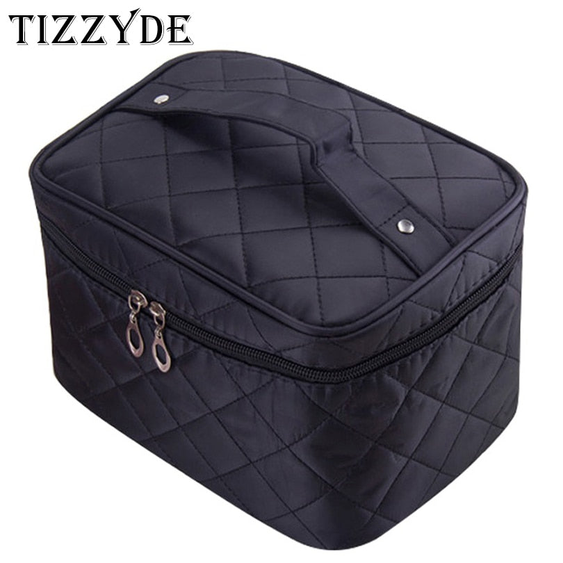 TIZZYDE Quilted Professional Cosmetic Bag - Large Capacity Travel Makeup Storage Box (Model ML1)