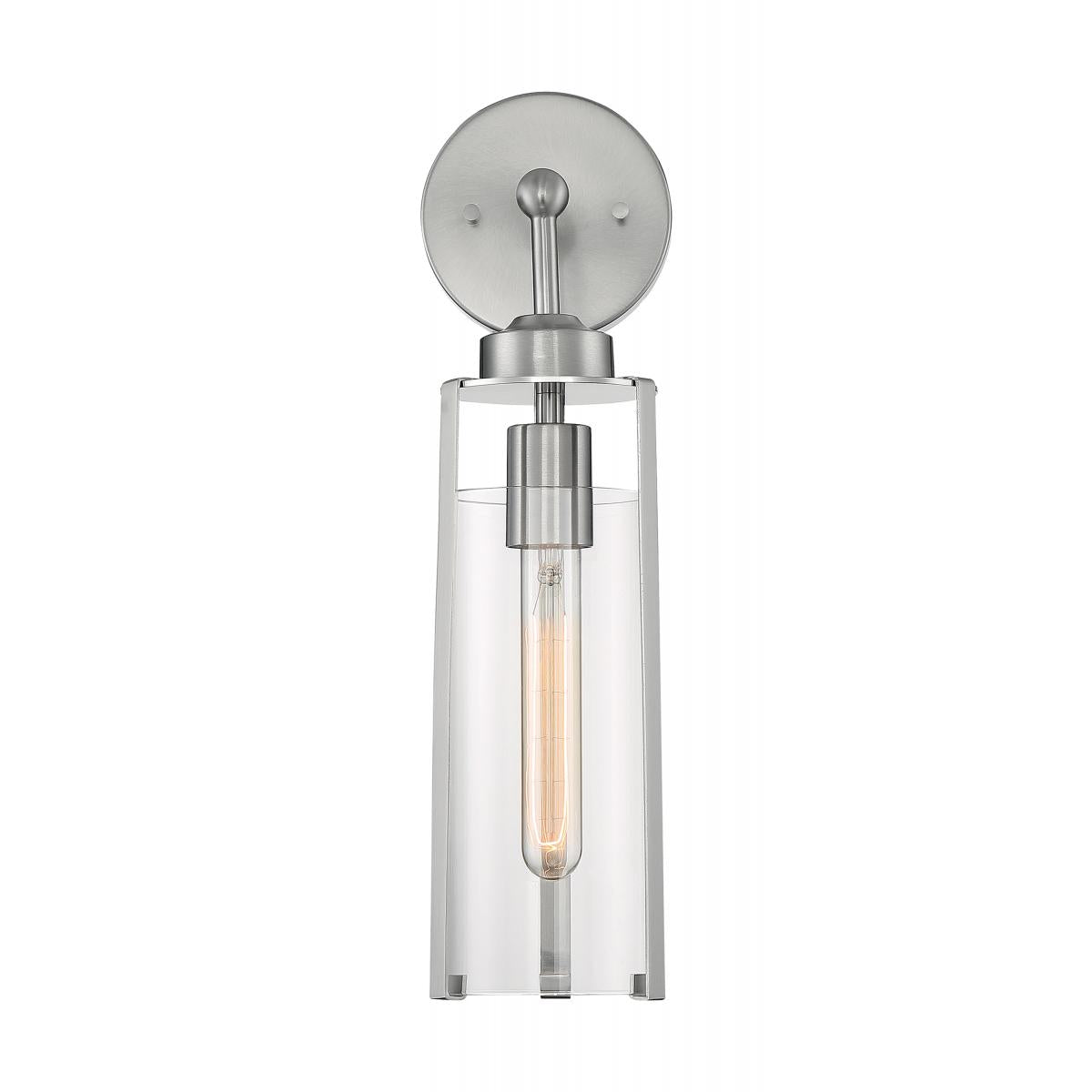 MARINA 1 LIGHT WALL SCONCE - Clear Glass, Brushed Nickel Finish