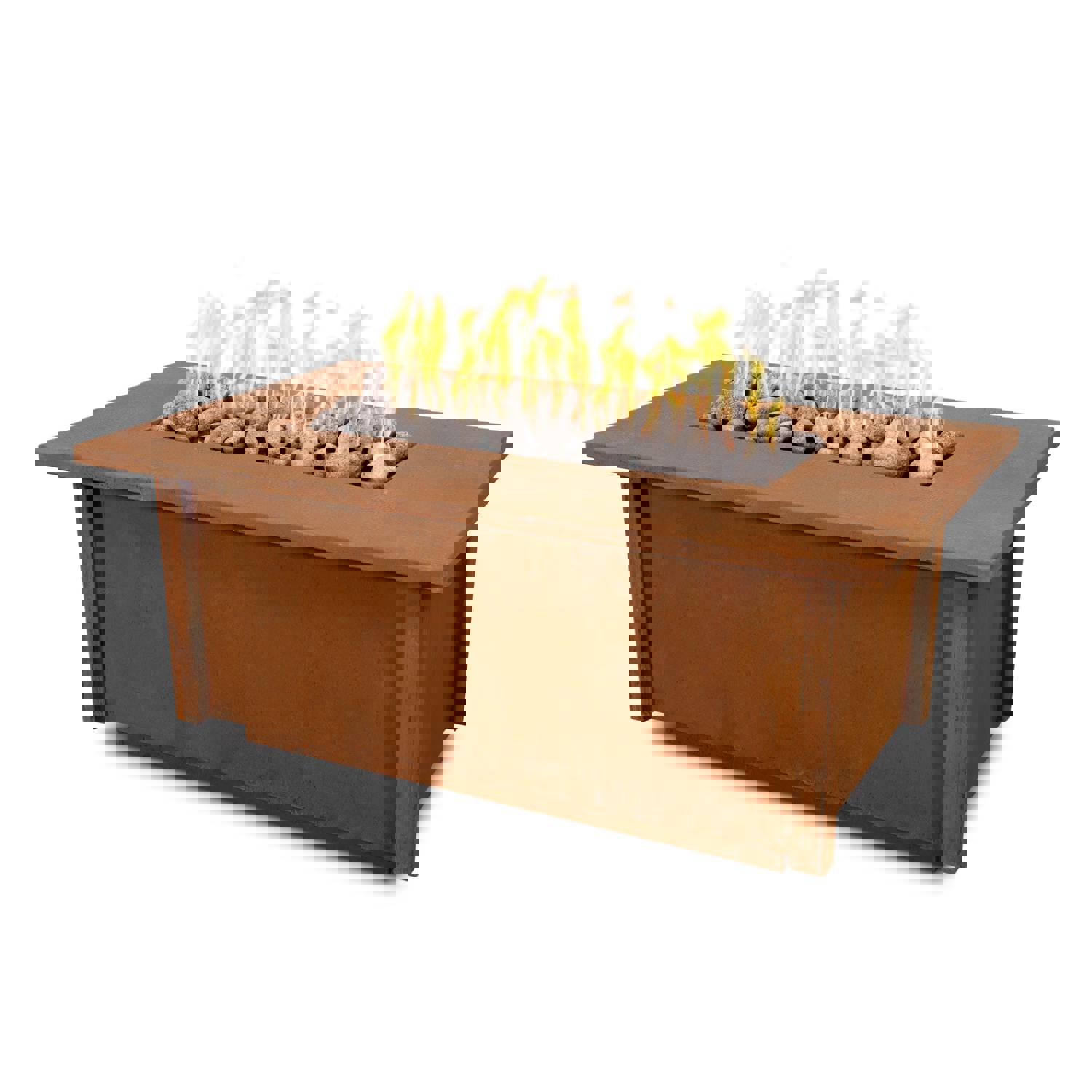 The Outdoor Plus 60 Rectangular Salinas Corten Steel Fire Table