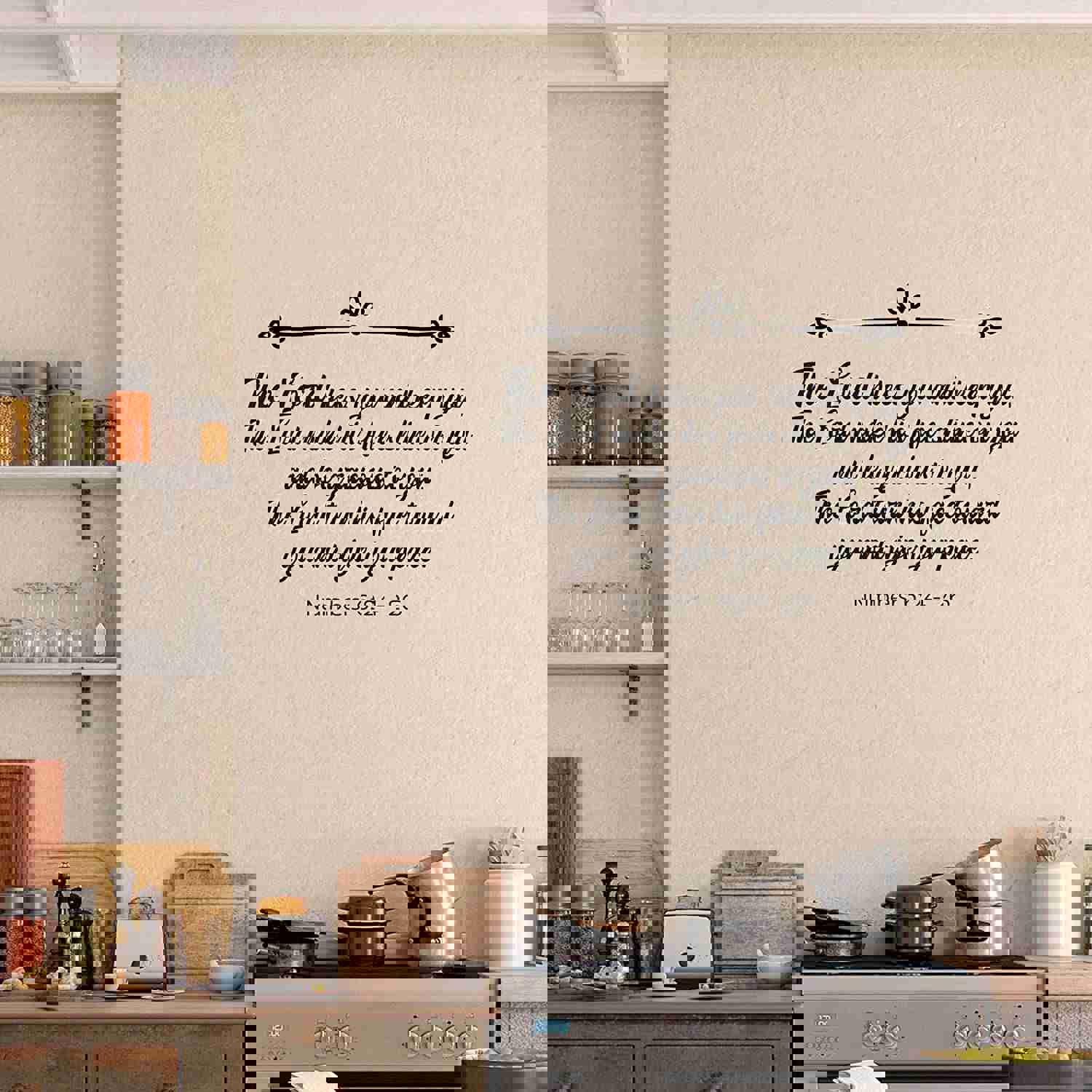 Religious Quotes Vinyl Wall Sticker - Bless You Numbers 6:24 Bible Verse Decal