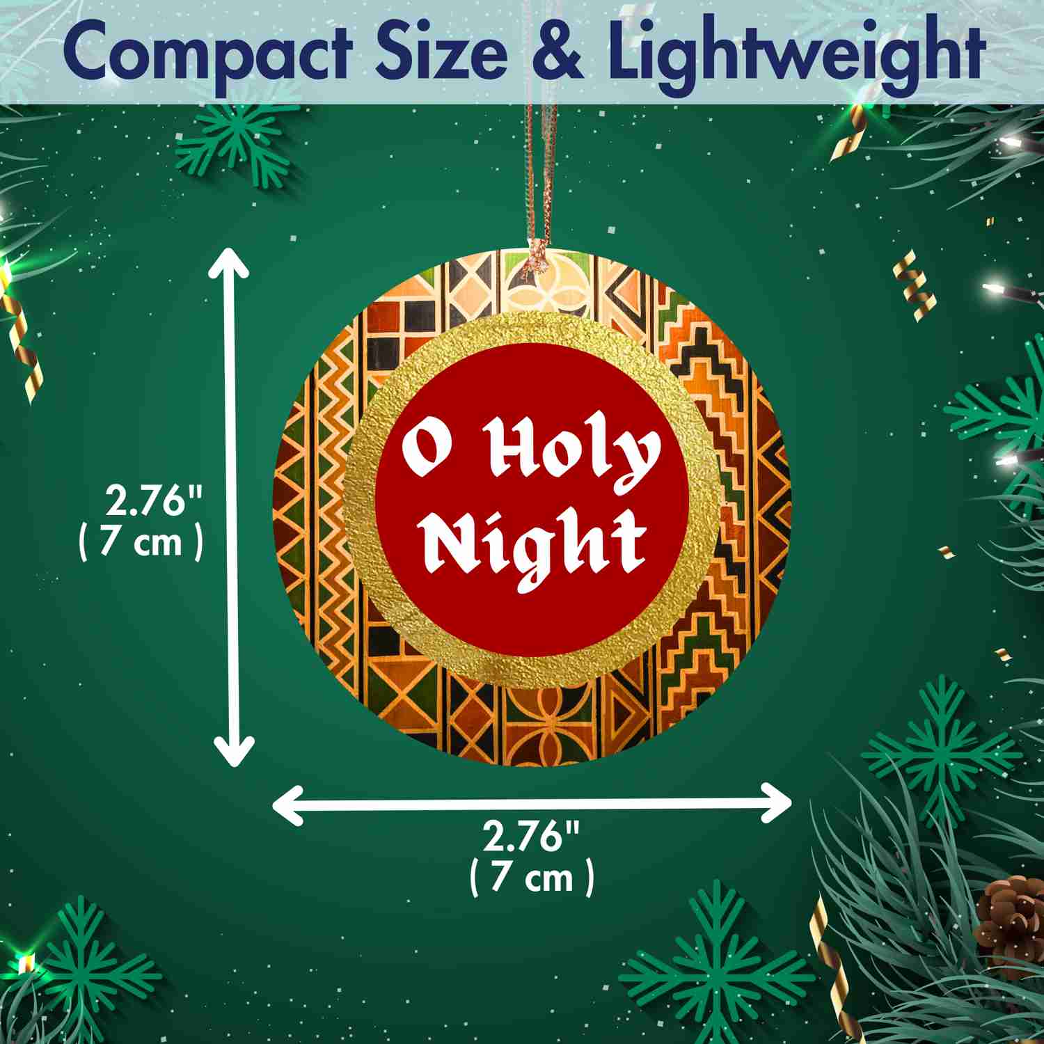 Christmas Ornament O Holy Night - African Print Inspired & Faith-Based Ceramic Keepsake