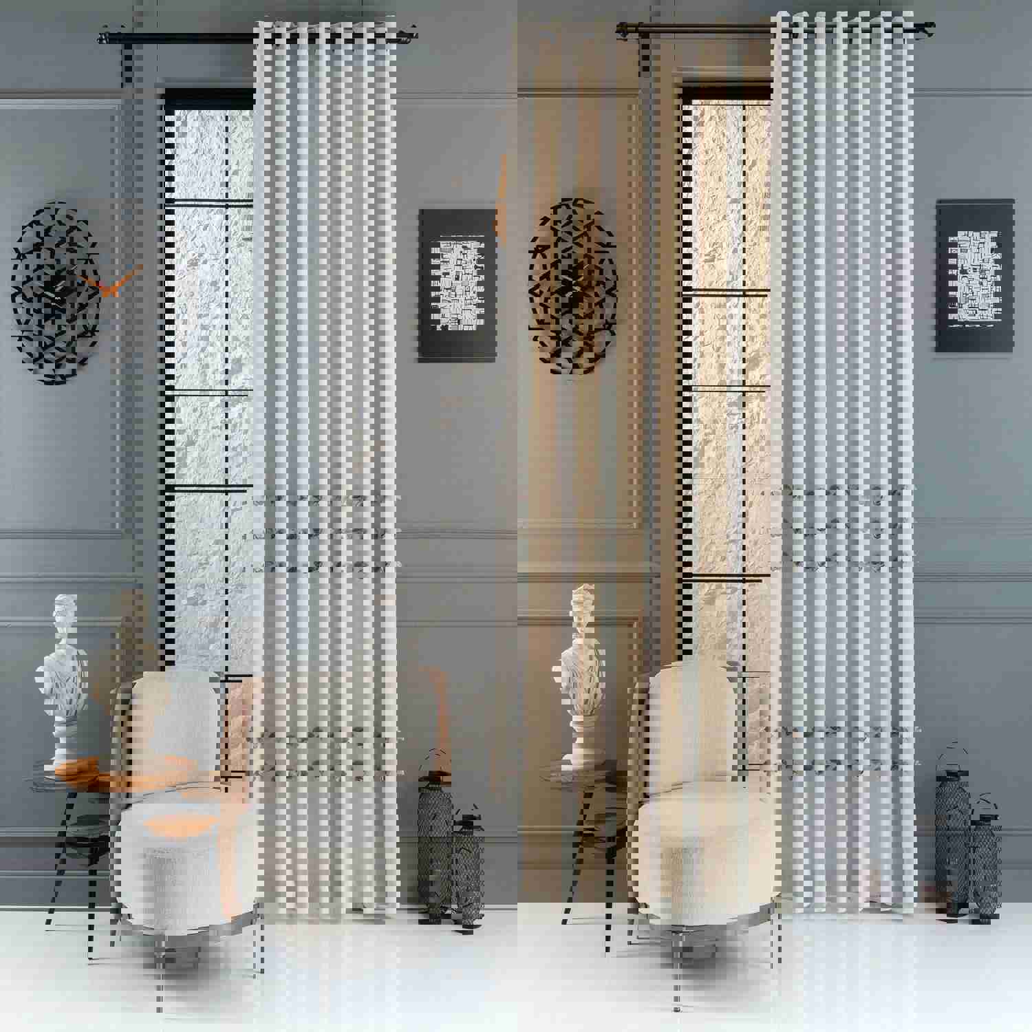 Real Linen Handmade Cream 100% Handmade Custom Linen Sheer Curtain