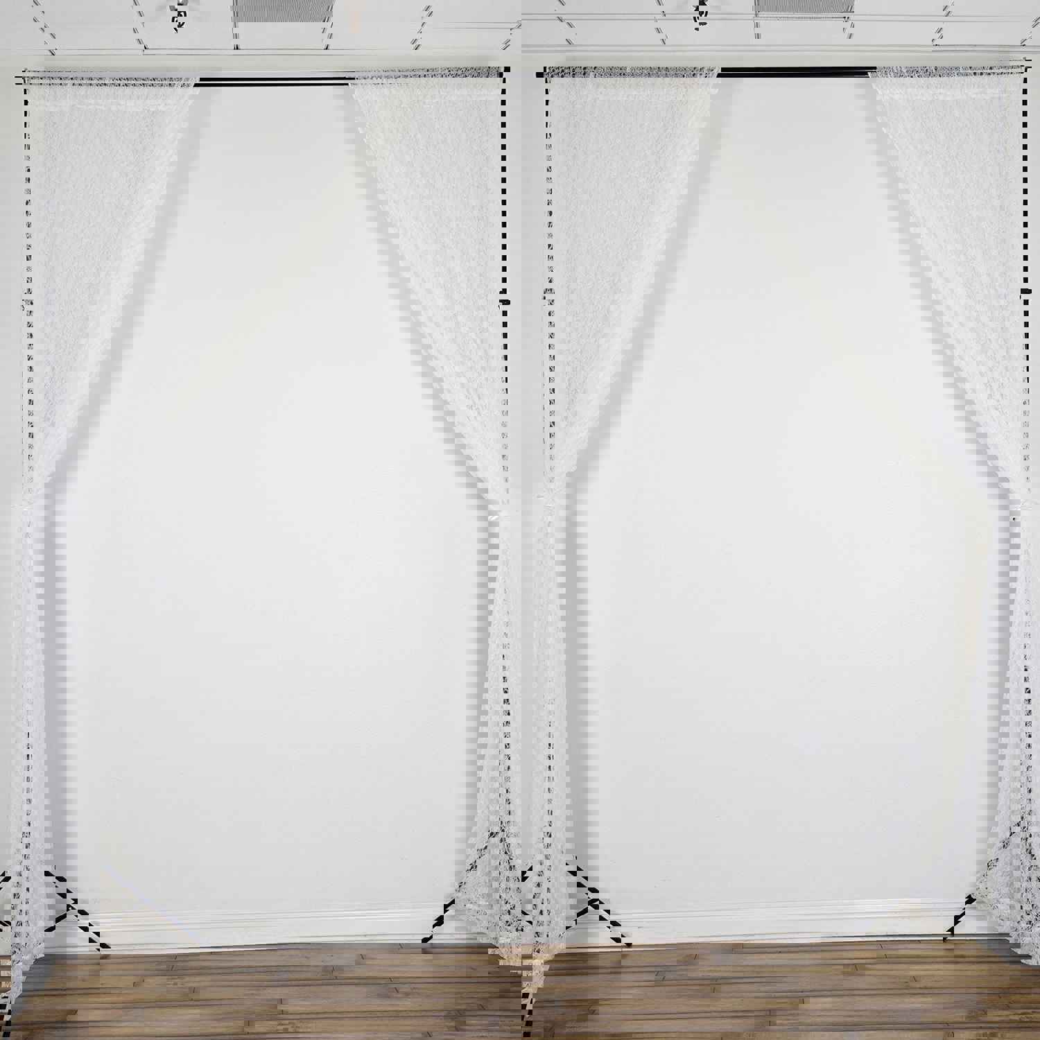 2 Pack Fire Retardant Floral Lace Sheer Curtains With Rod Pockets 5ftx10ft