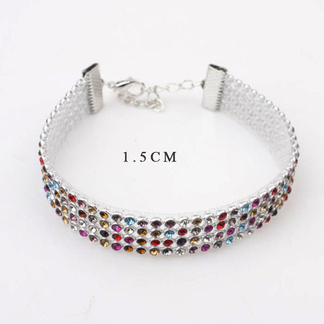 Rhinestone Choker Necklace - Women's Crystal Statement Collar Fashion Jewelry