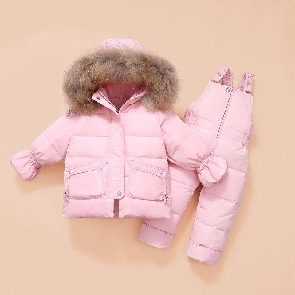Little Boys Girls Thick Warm Down Jacket Jumpsuit Clothing Set