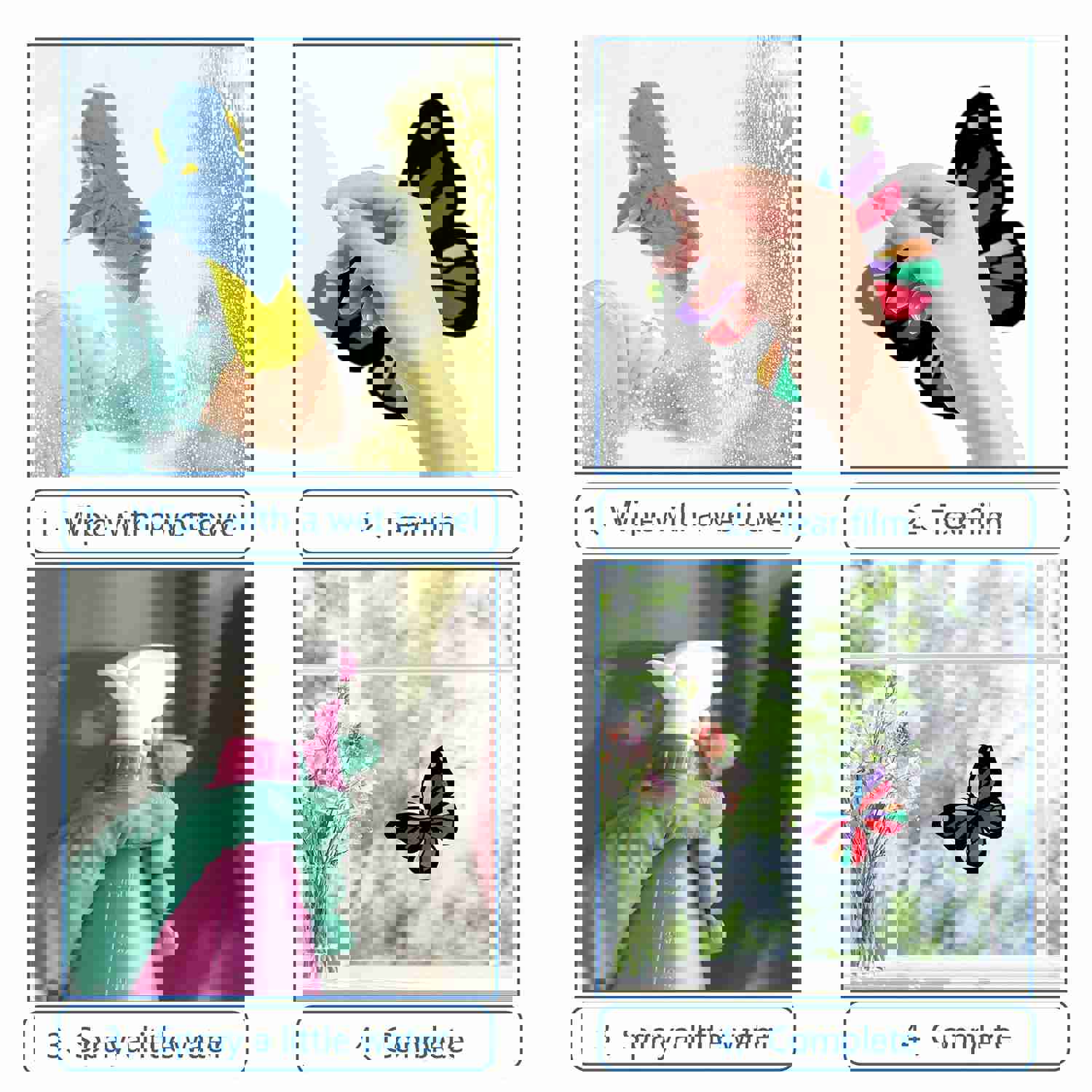 Craspire PVC Window Sticker Set - Butterfly Pattern, 16x16cm, 8pcs