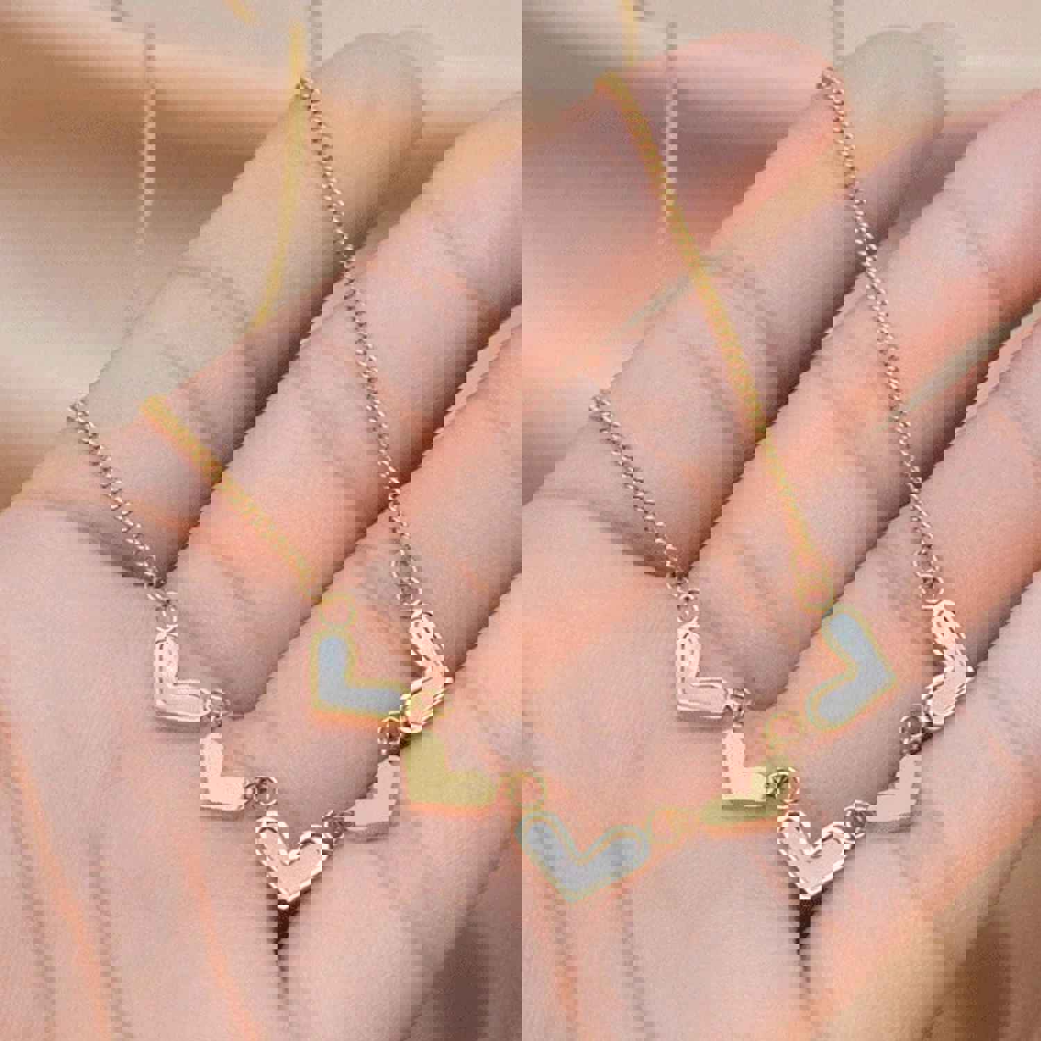 Laney Multi Heart Necklace - Elegant 18K Gold Plated Stainless Steel with Mother of Pearl