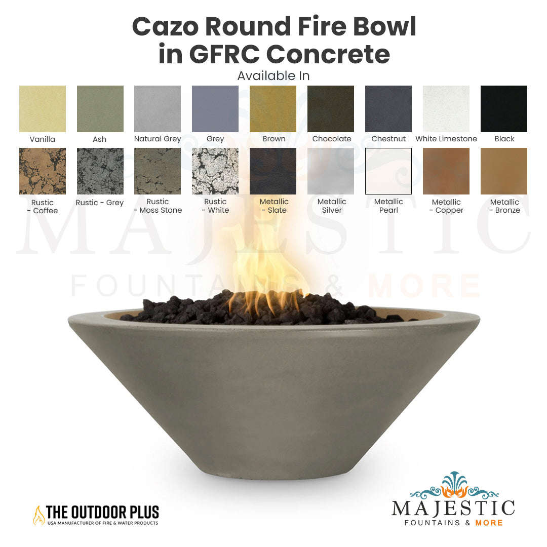 The Outdoor Plus Cazo Round Fire Bowl in GFRC Concrete with Free Cover
