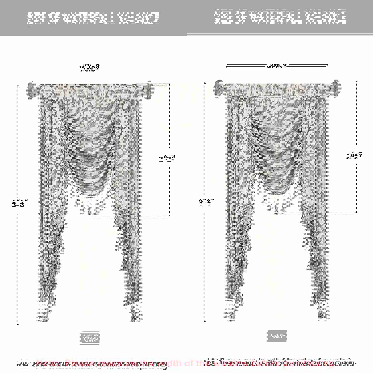 Norwich Swag Valance - Silver Gray Striped with White Damask Pattern