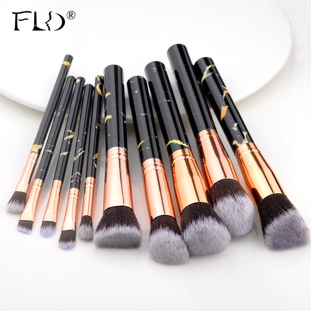 5/15Pcs Marble Makeup Brushes Set - Cosmetic Powder, Eye Shadow, Foundation, Blush Blending Beauty Tools