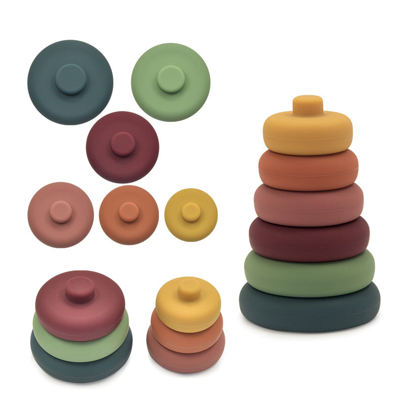 Soft Silicone Stacking Blocks Rings - Baby Sensory and Educational Toy