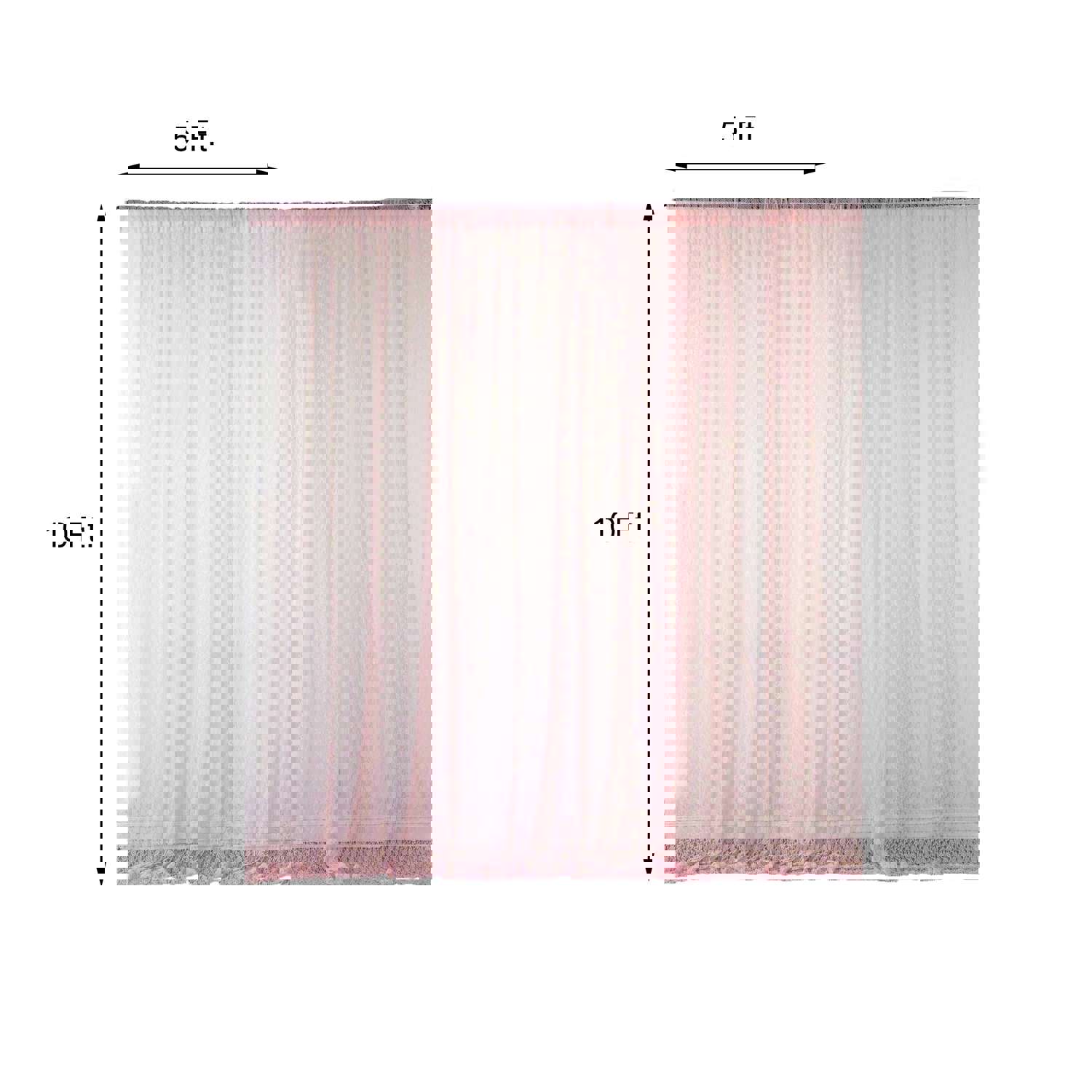 2 Pack Fire Retardant Floral Lace Sheer Curtains With Rod Pockets 5ftx10ft