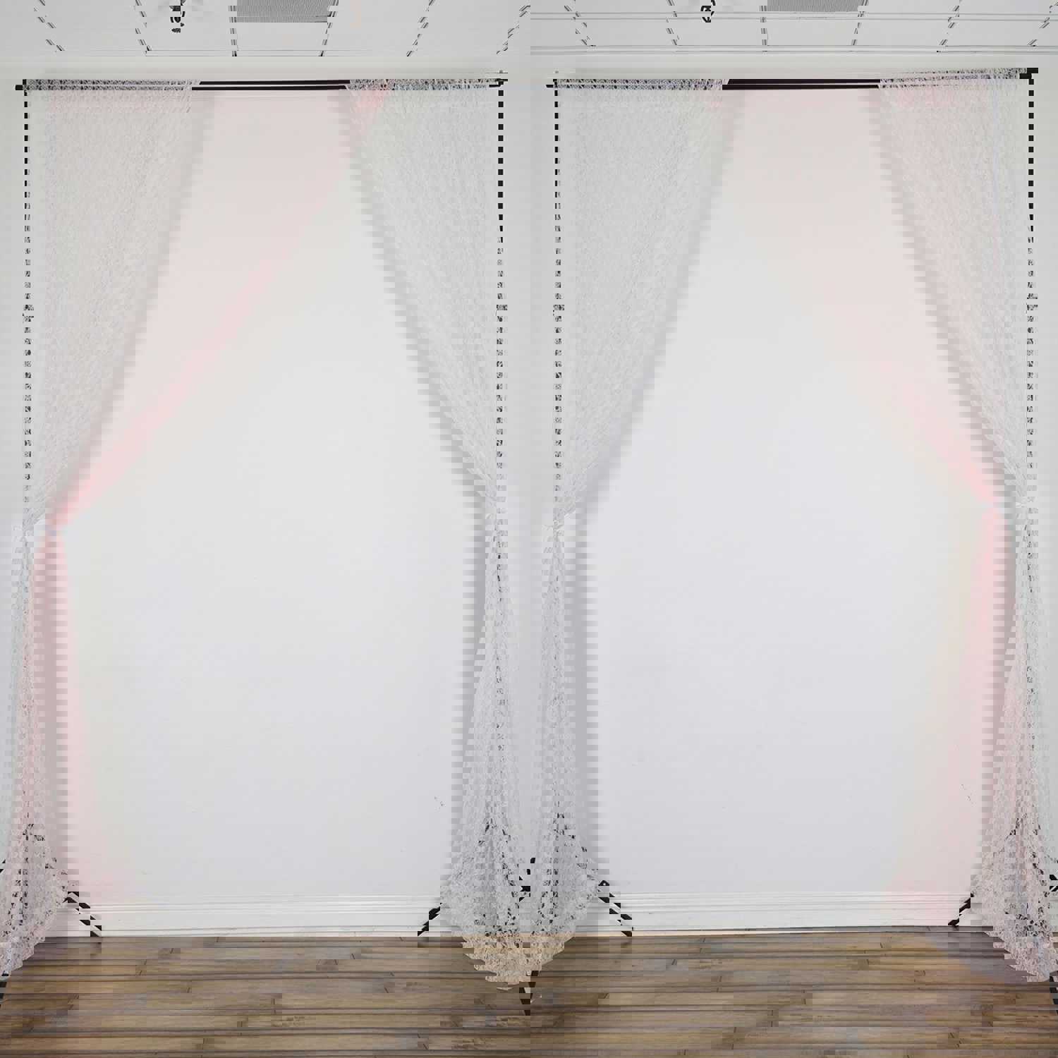 2 Pack Fire Retardant Floral Lace Sheer Curtains With Rod Pockets 5ftx10ft