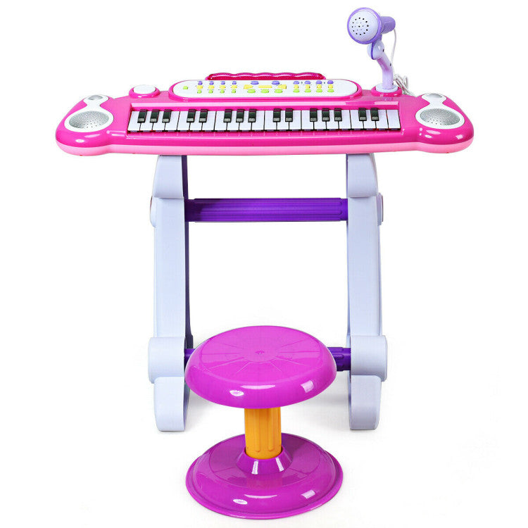 Costway 37 Key Electronic Keyboard Toy Piano for Kids - Pink