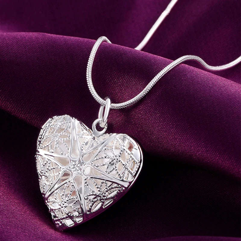 DOTEFFIL 925 Sterling Silver Heart Photo Frame Pendant Necklace for Women