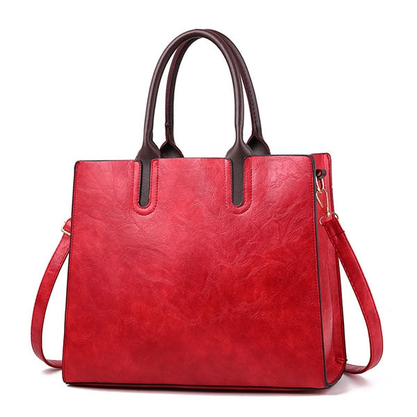 Large Capacity Vintage Designer Leather Tote Bag for Women