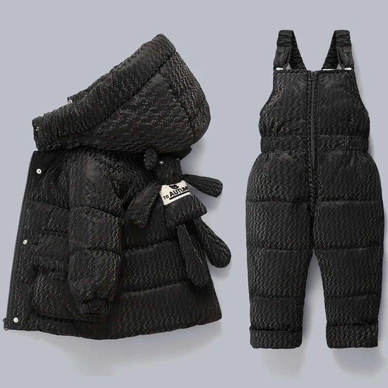 Little Boys Girls Thick Warm Down Jacket Jumpsuit Clothing Set