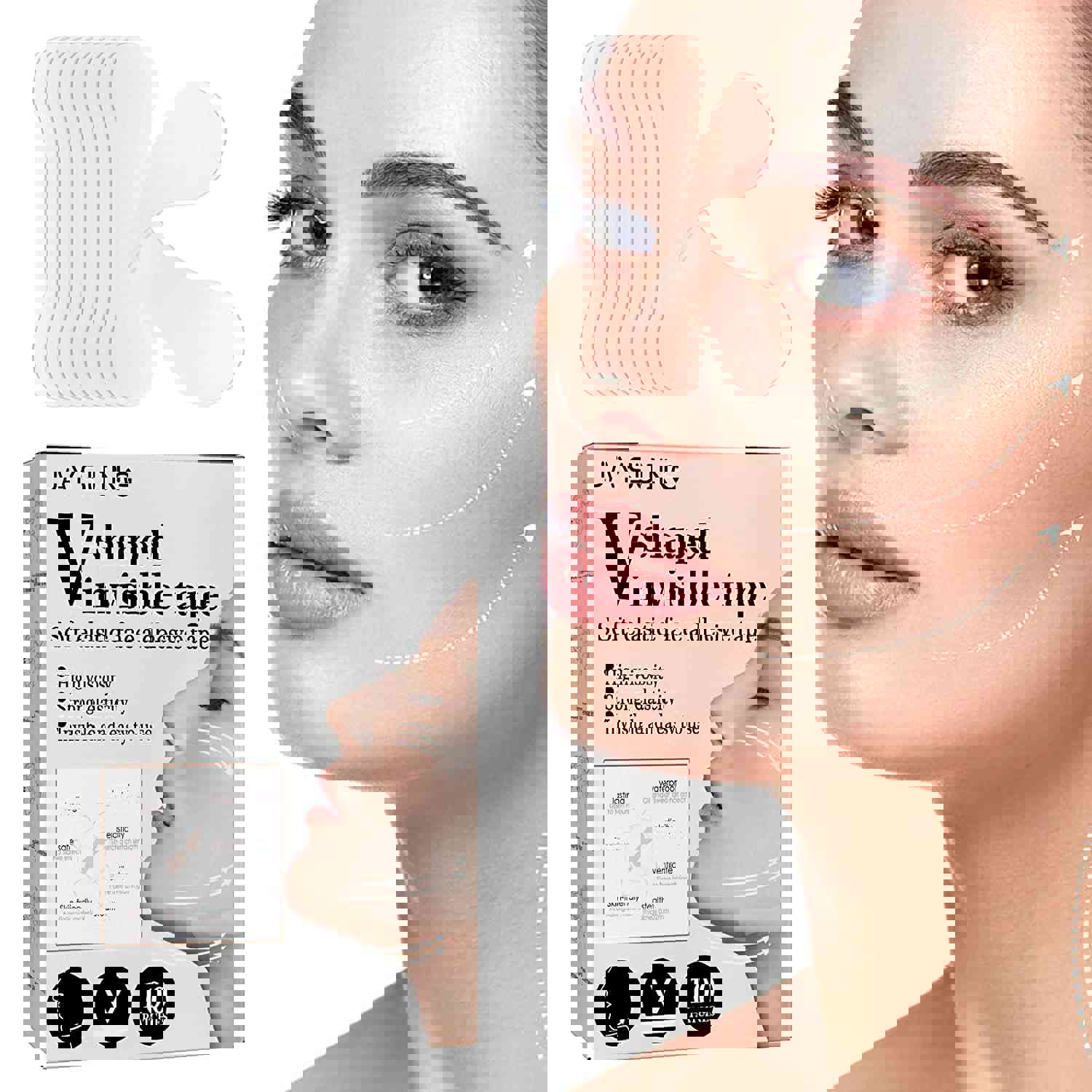 Jaysuing Face Lift Tape Set - 100 Invisible Adhesive Lifting Patches for Neck, Eye, and Face