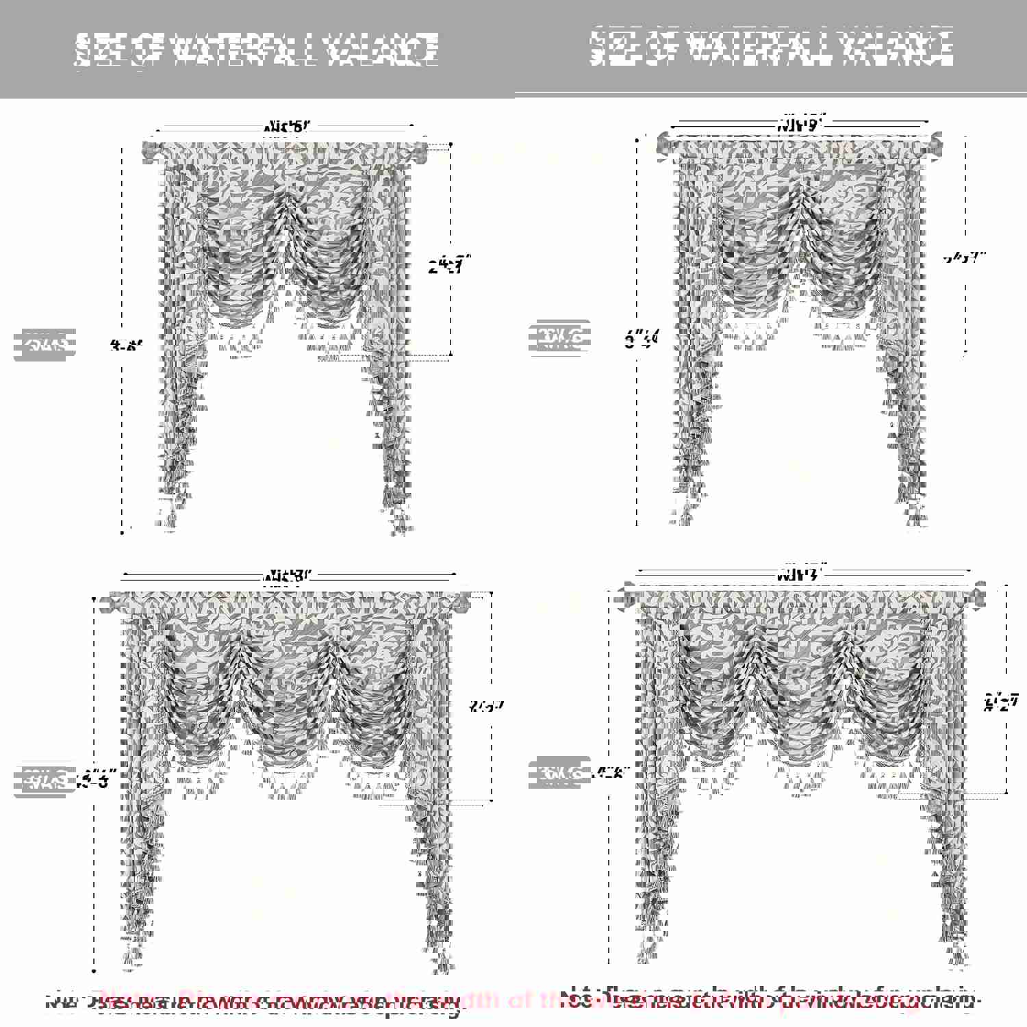 Norwich Swag Valance - Silver Gray Striped with White Damask Pattern