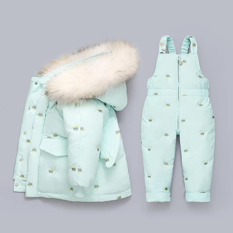 Little Boys Girls Thick Warm Down Jacket Jumpsuit Clothing Set