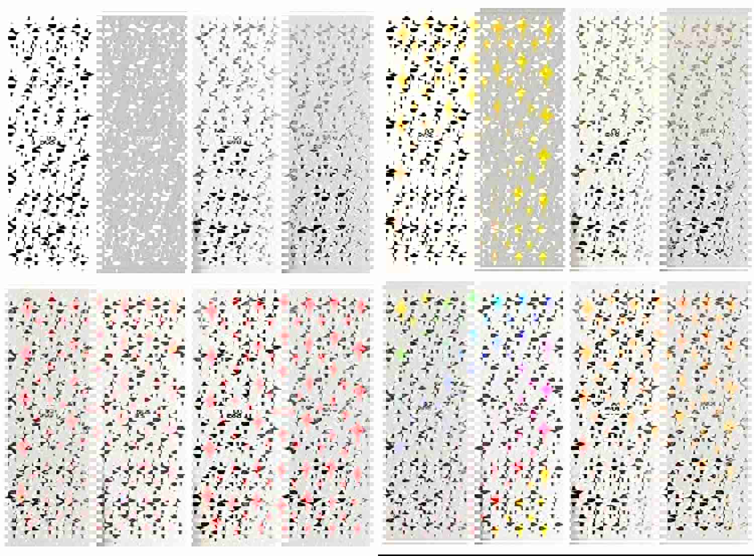 3D Self-Adhesive Star Nail Art Stickers - 8 Sheets Colorful Glitter Decals for DIY Manicure