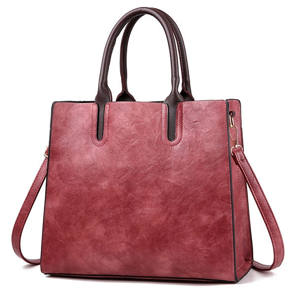 Large Capacity Vintage Designer Leather Tote Bag for Women